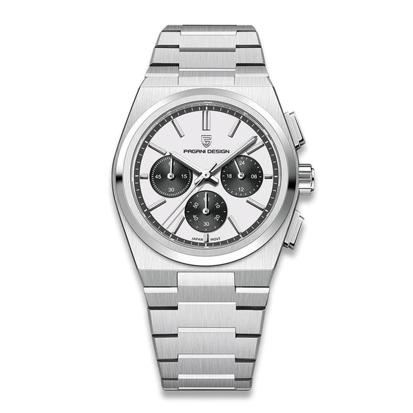 Pagani Design Silver Stainless Steel White Dial Chronograph Quartz Watch for Gents - PD1761