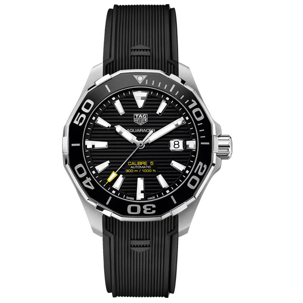 Tag Heuer Aquaracer Black Rubber Black Dial Automatic Watch for Gents - WAY201AFT6142