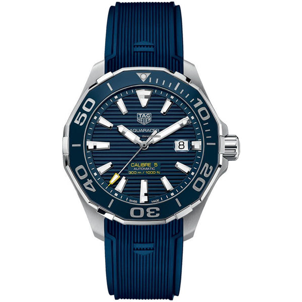 Tag Heuer Aquaracer Blue Rubber Blue Dial Automatic Watch for Gents - WAY201BFT6150