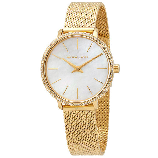 Michael Kors Pyper Gold Mesh Bracelet White Dial Quartz Watch for Ladies - MK4619