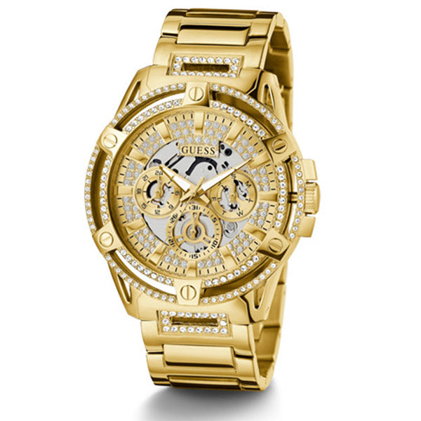 Guess King Gold Stainless Steel Gold Dial Quartz Watch for Gents - GW0497G2