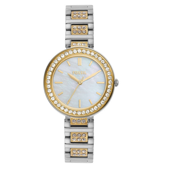 Fossil Karli Two-tone Stainless Steel Mother Of Pearl Dial Quartz Watch for Ladies - BQ3884