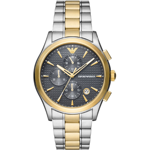 Emporio Armani Paolo Two-tone Stainless Steel Grey Dial Chronograph Quartz Watch for Gents - AR11527