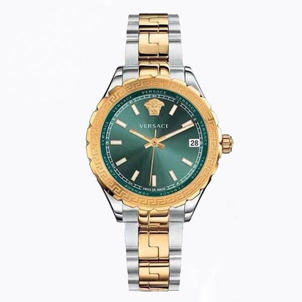 Versace Hellenyium GMT Two-Tone Stainless Steel Green Dial Quartz Watch for Gents - V11050015