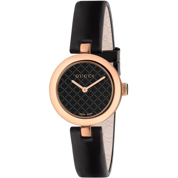 Gucci Diamantissima Black Leather Black Dial Quartz Watch for Ladies - YA141501
